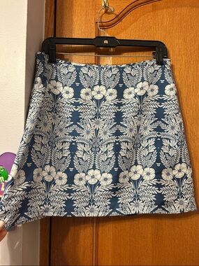 J. Crew Navy & Cream Floral A-Line Skirt
